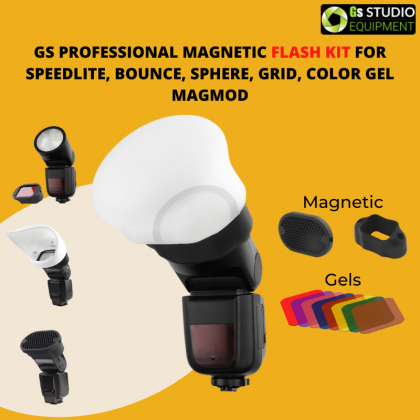 GS Professional Magnetic Flash Kit for Speedlite, Bounce, Sphere, Grid, Color Gel Magmod